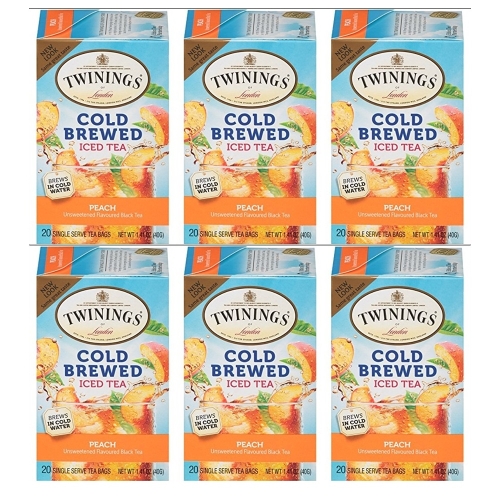 트와이닝스 Twinings Peach Cold Brew Iced Tea 피치 콜드 브루 아이스 티 20티백 40g 6팩