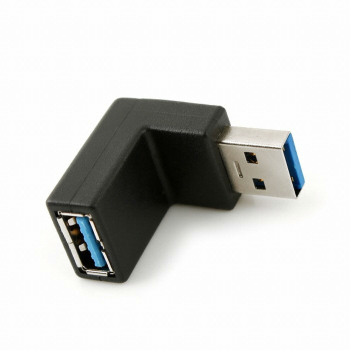 라이트컴 COMS USB 3.0 (M/F) 연장 젠더 상향 꺾임형 (SP939, 블랙)_이미지