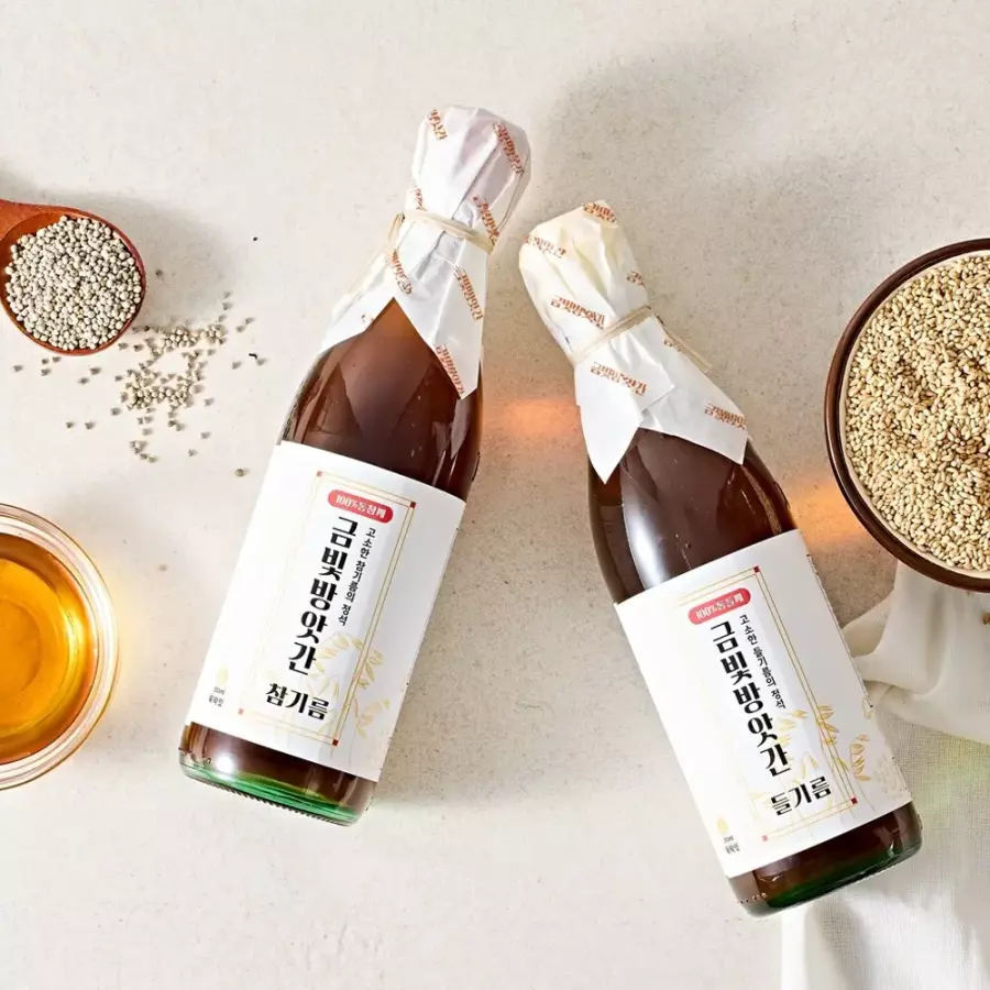산해직송 금빛방앗간 참기름 350ml + 들기름 350ml[1개]