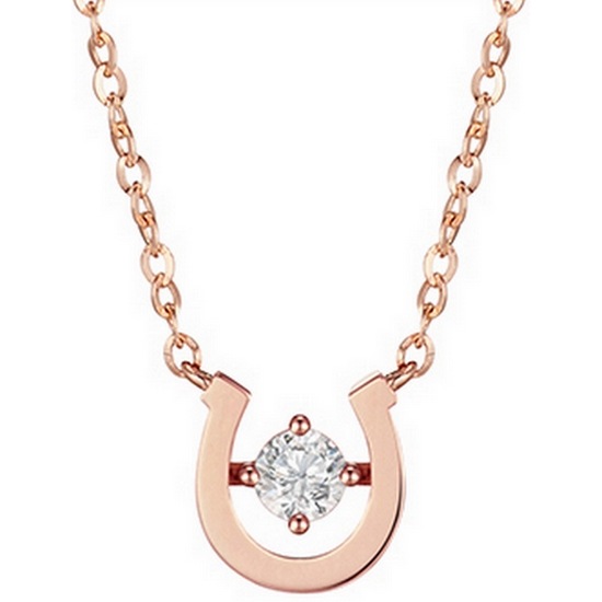 럭키유 실루엣 14K 4월 다이아몬드 탄생석 목걸이 P1450D