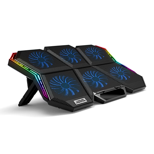 노벨뷰사이언스 쿨러몬스터 F6 RGB 노트북 쿨러 거치대 (블루)_이미지