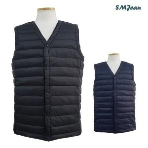 에스엠진 SMJ1185 경량 오리털 패딩 조끼 오리솜털 남성 브이넥_이미지