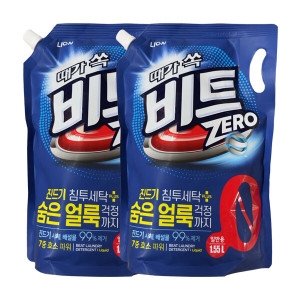  라이온코리아 비트제로 액체세제 일반용 리필 1.55L 2입