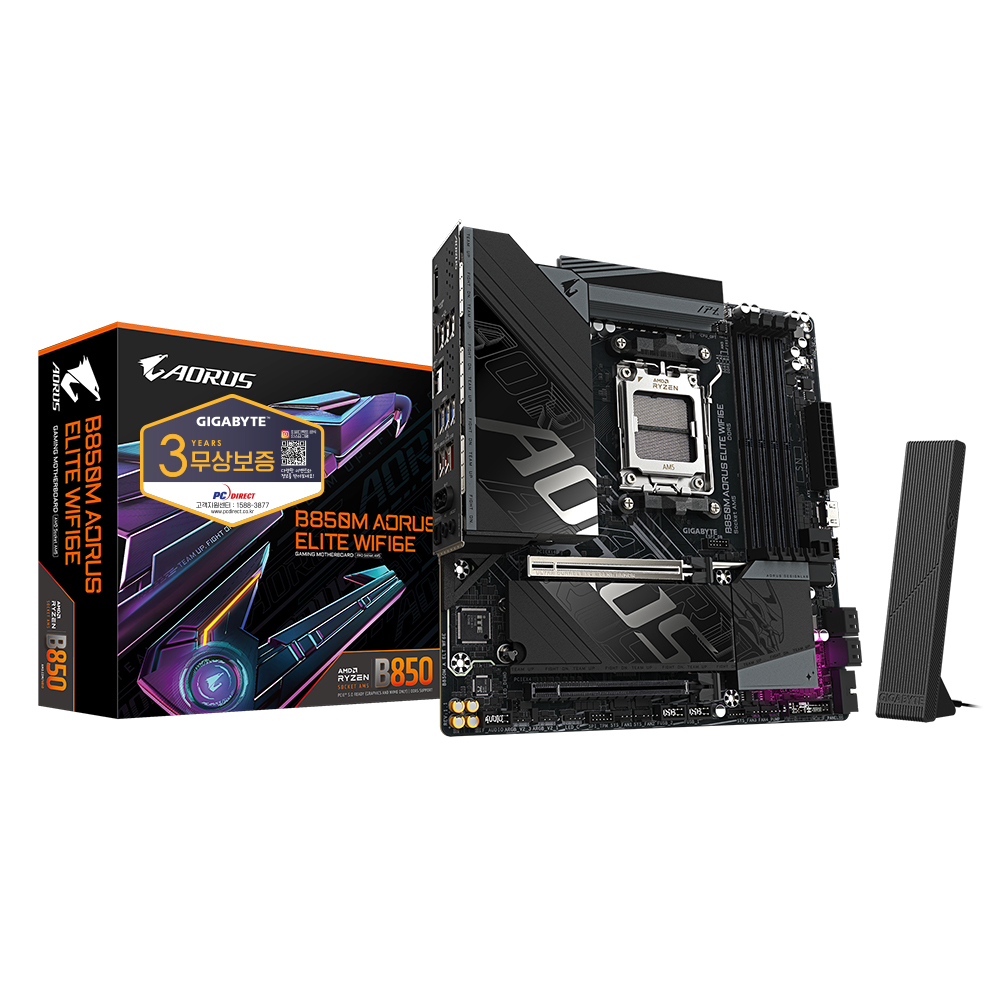 GIGABYTE B850M AORUS ELITE WIFI6E 피씨디렉트이미지입니다. 누르면 해당 게시물로 새창이동합니다.