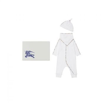 버버리 스트레치 코튼 Three-piece 베이비 Gift 세트 화이트 119946821_이미지