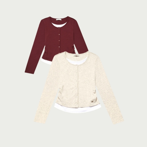 행텐 여성 슬림핏 가디건 레이어드 티셔츠 10530-131-613-45_CC 570002_10530-131-613-4514