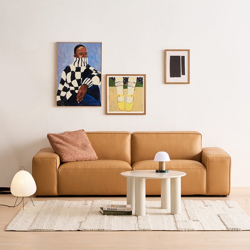 세계가구 캐러멜 패브릭 소파 3인용