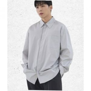 드로우핏 DRAW FIT 페이퍼 코튼 오버핏 셔츠 L.GREY DFSH3106LGY 1300133_이미지