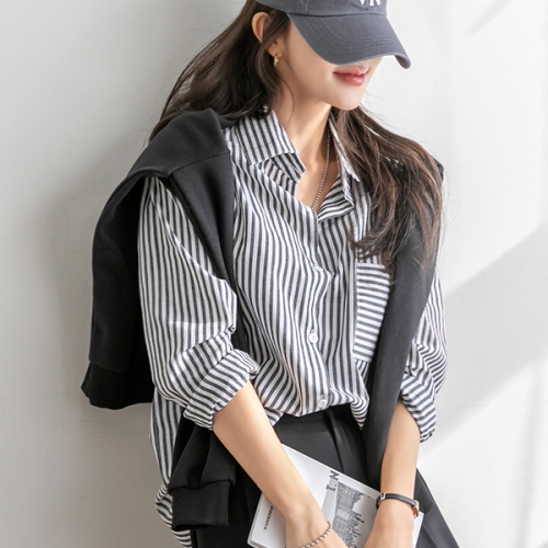 나크21 스테디셀러 클래식 스트라이프 셔츠 NK21-T-50 블랙 F