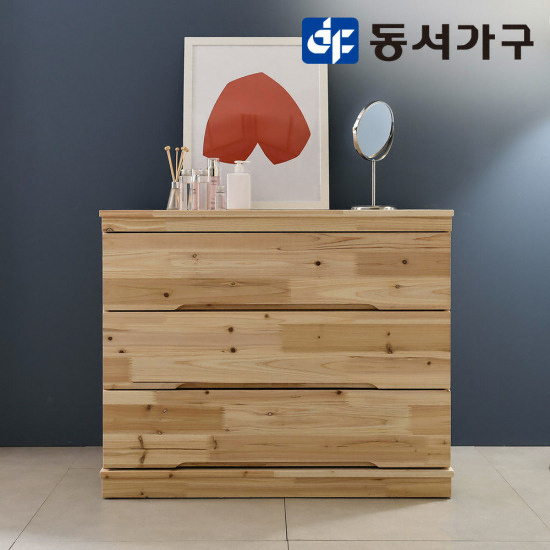 장인가구 푸름 원목 3단 서랍장 900_이미지