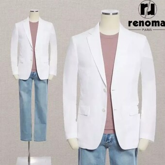 레노마 RQJMBJ58AJD0 <b>남성</b> 테일러드재킷 정장 SS 봄여름 시 한 화이트 홑겹 프리미엄 캐주얼 재킷 RQMJBJ58AJD