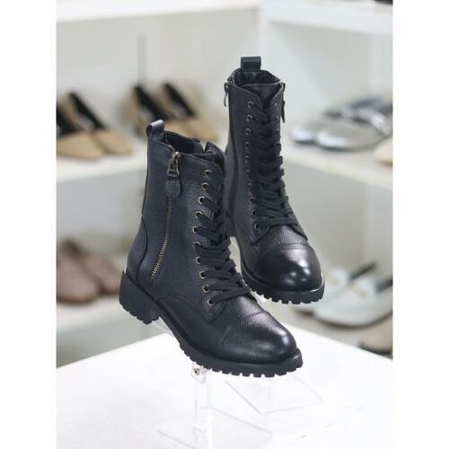 바이로쏘 세이브존03 소가죽 레이스업 4.0cm 청키힐 앵클부츠 BY 23S10934BE2W S11412478_이미지