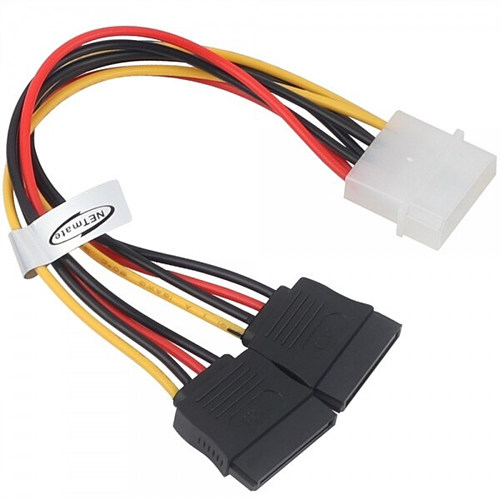 강원전자 NETmate NM-SAT08 IDE 4핀 to SATA 15핀 Y형 케이블 (0.2m)_이미지