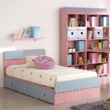 럭키챔피언침대 벰코키즈 러브하우스 멀티수납 서랍형 침대 (싱글)_이미지