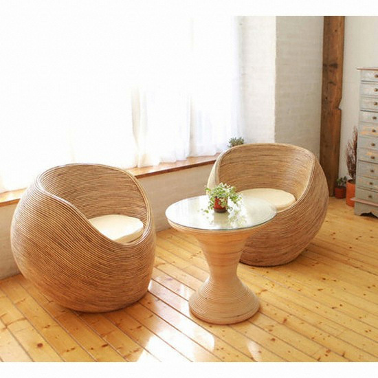 사라방드 몰디브 동글이 라탄 소파 1+1인용+테이블_이미지