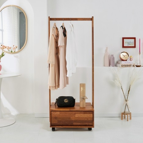 리안 멀바우 원목 이동식 행거 600