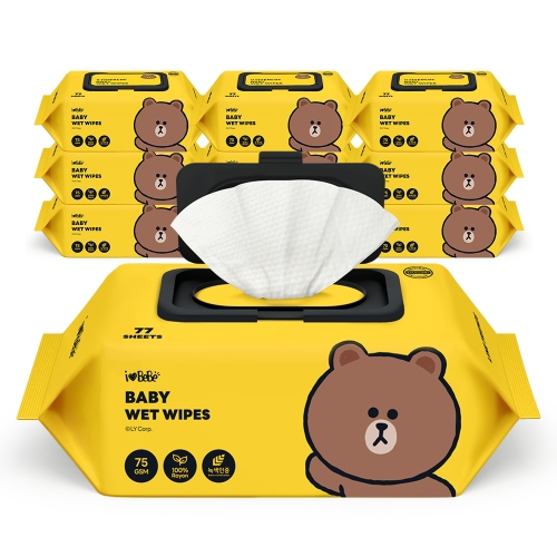 라인프렌즈 브라운 물티슈 캡형 77매