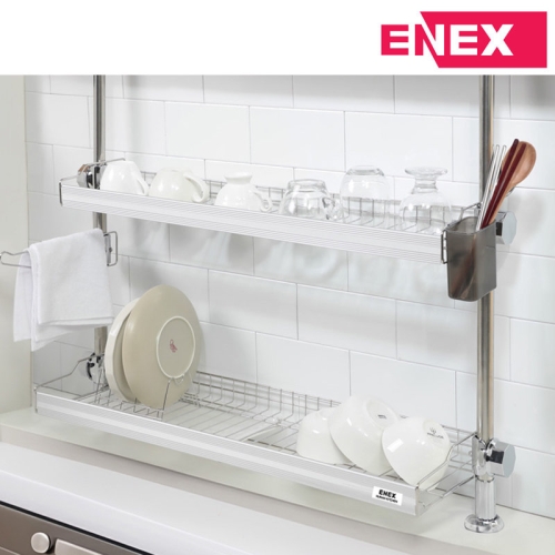 기둥식 식기건조대2단 알루미늄 씽크대선반 컵건조대 600 2단