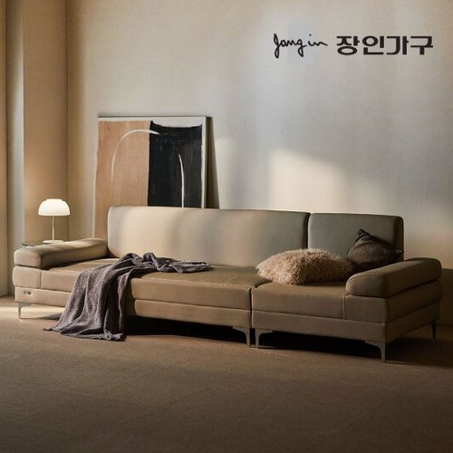 장인가구 비움 온열 4인 가죽 흙소파 MS