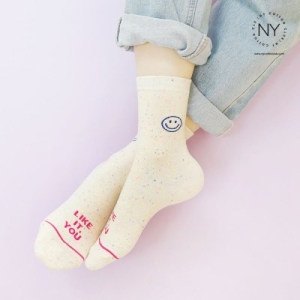 여성 스마일팝 중목 양말 W2309 3족