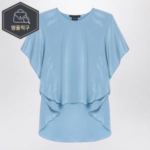 막스마라 B0051857207 라이트 블루 FLOWY 실크 블라우스 ORONTESI-038