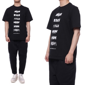 MSGM 남성 크루넥 반팔 티셔츠 3040MM103_217098_99_21S