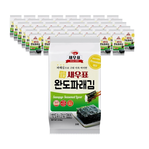 완도물산 새우표 완도 파래 도시락김 4g [48개]