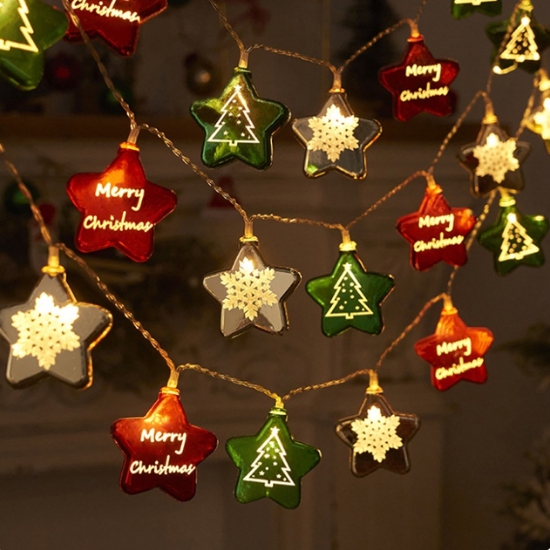 21세기트렌드 USB 건전지 겸용 X-MAS 칼라 도금 장식 줄조명 3m 20구_이미지