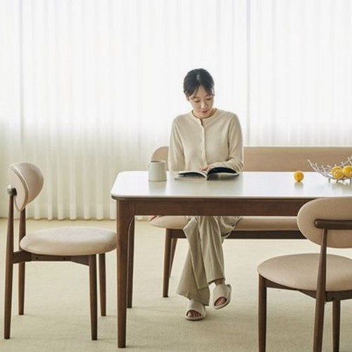 스칸디아 토스카나 포세린 세라믹 원목 식탁 1400 (의자별도)_이미지