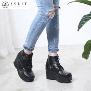 애슬릿 국내 생산 키작녀 여성 통굽 워커 앵클 부츠 8cm 9463444_이미지