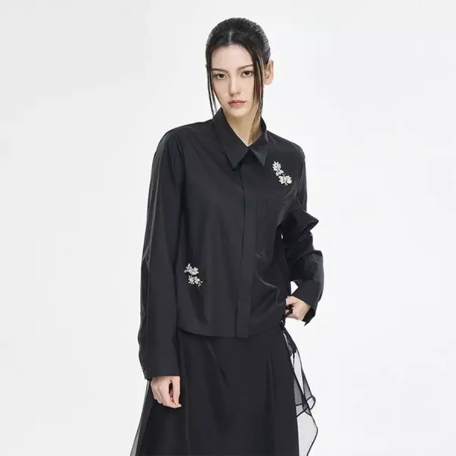 송지오 플로럴 쥬얼 베일드 셔츠_WI2SH200BK_이미지
