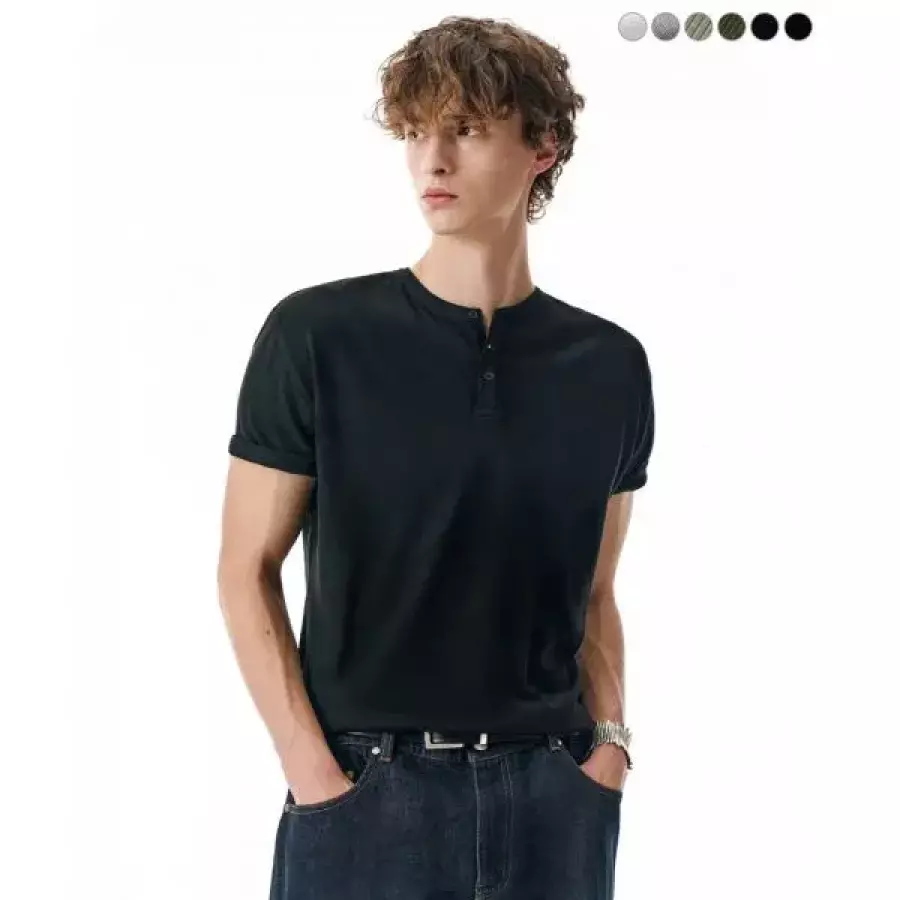 세컨모놀로그 SECONDMONO 옷미새 콜라보Muscle Fit Henley Neck Tee 6 color_SETS066 SETS066 148_이미지