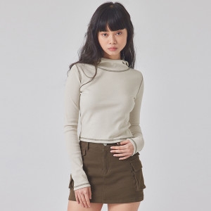 ���¾��з� ž�� RIBBED CONTRAST STITCH HOODIE_T416TP108 SB