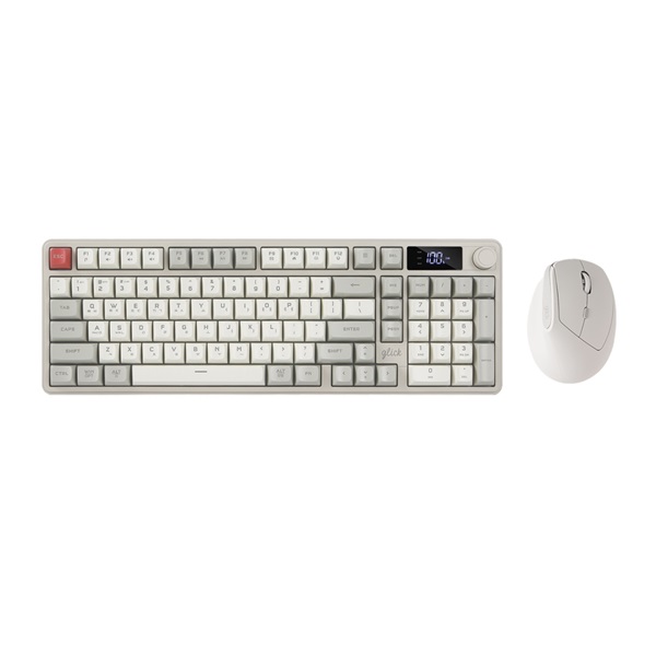지클릭커 OFFICEPRO WMK600 사일런스 M LCD 98 무선 키보드 마우스 세트 (Retro)_이미지