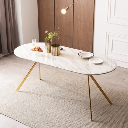 채우리 모딜리아니 대리석 골드 라운드 식탁 1800 (의자별도)