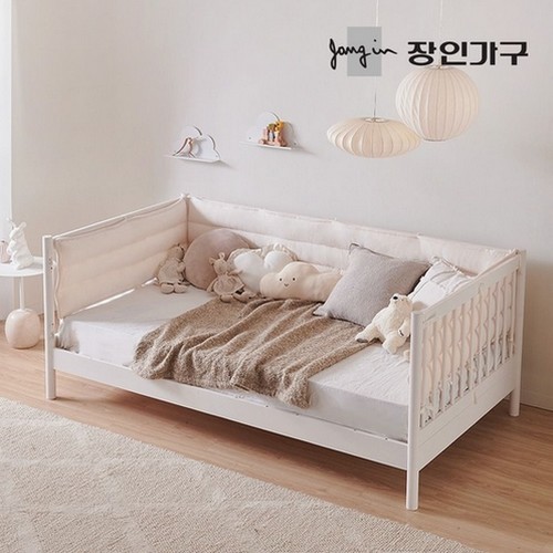 장인가구 뉴피터 데이베드 오픈형 원목 침대 SS+범퍼가드 (매트별도)_이미지