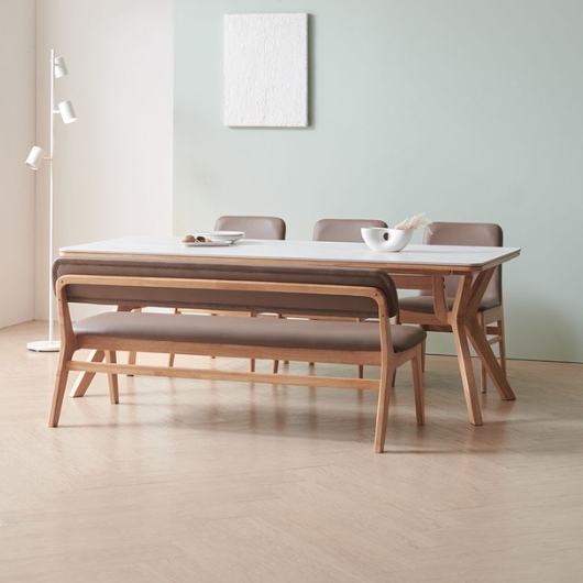 라로퍼니처 리버트 포세린 통세라믹 낮은 식탁 1900 (의자3개+벤치1개)_이미지