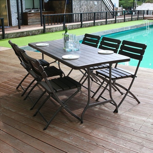 위드퍼니처  아르망 브로몰딩 접이식 야외 테이블 1800 (아르망의자6개)