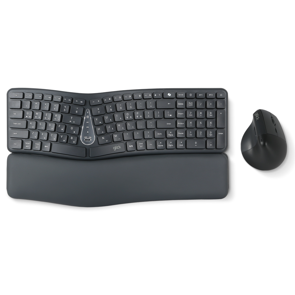 지클릭커 OFFICEPRO 에르고M EMK400 무선 키보드 마우스 세트 (블랙)_이미지