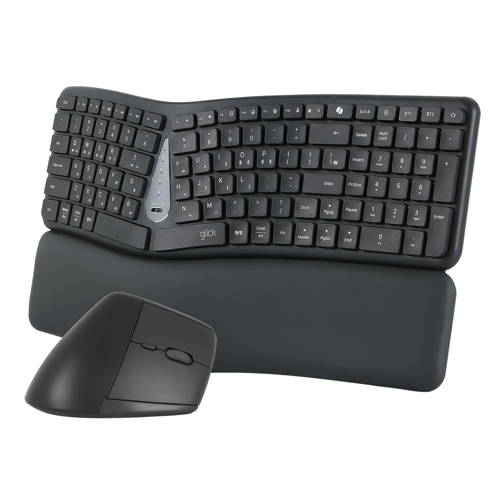 지클릭커 OFFICEPRO 에르고M EMK400 무선 키보드 마우스 세트 (블랙)_이미지