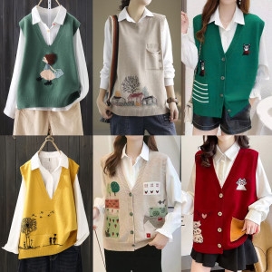 새로본 새로본817번 가을울여성롱조끼 여자미시 니트