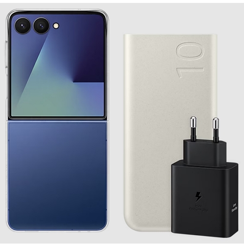 삼성전자 갤럭시Z 플립7 클리어 케이스+PD 25W 배터리팩 10000mAh+50W 충전기_이미지
