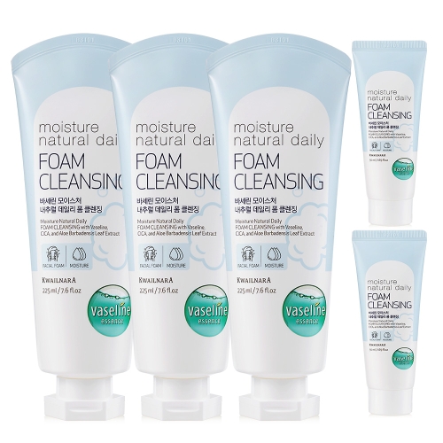 유니레버 바세린 모이스처 내추럴 데일리 폼 클렌징 225ml (3개+50ml 2개)