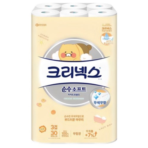 크리넥스 순수 소프트 카카오 30m (30롤) (2팩)_이미지