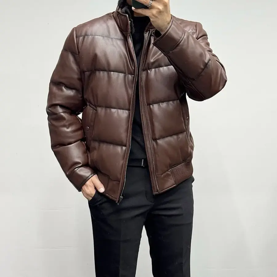 남성 구스다운 FUR 비건레더 숏패딩점퍼BSY4 UA61 ABR 631461