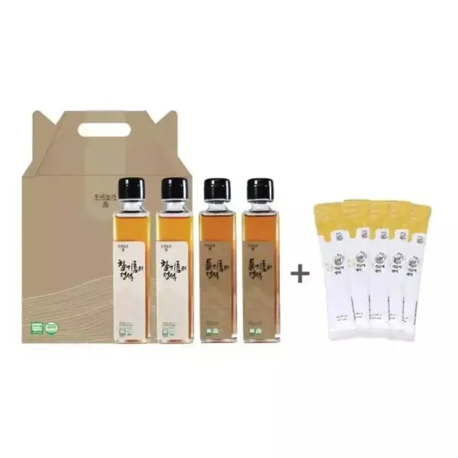 농업회사법인새싹 참기름의 정석 국산 참기름 들기름 세트 150ml x 4개 + 스틱 들기름 5개[1개]