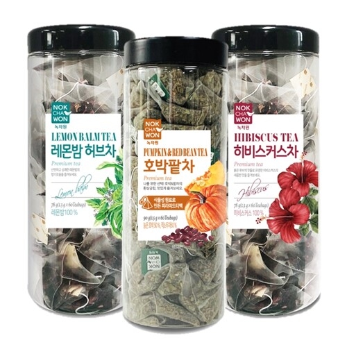 녹차원 트레이더스  가벼운하루 60T 3종 호박팥차 60T 히비스커스60T 레몬밤허브차_이미지
