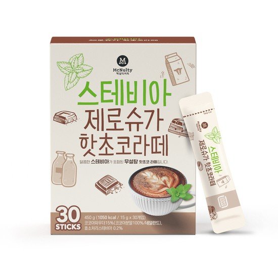 한국맥널티 스테비아 제로슈가 핫초코라떼 15g 30개입 (3개)