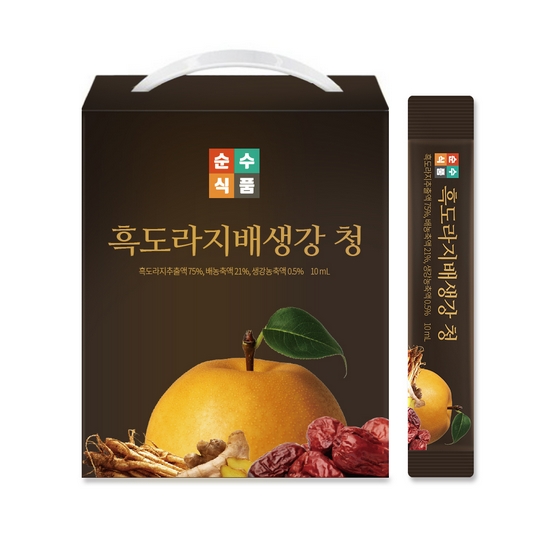 순수식품 흑도라지 배 생강청 스틱 10ml 100포 (10개)_이미지