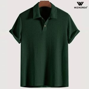 남성 여름 니트 반팔 카라티 루즈핏 와플 티셔츠 WI058T